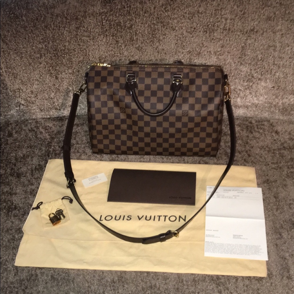LIKE NEW LV speedy 35 bandouliere damier ebene